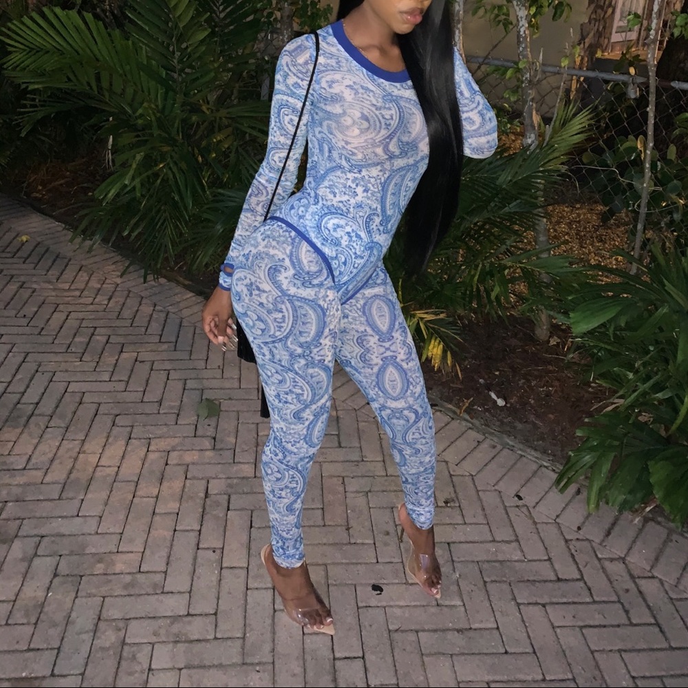 Blue bandana two piece set